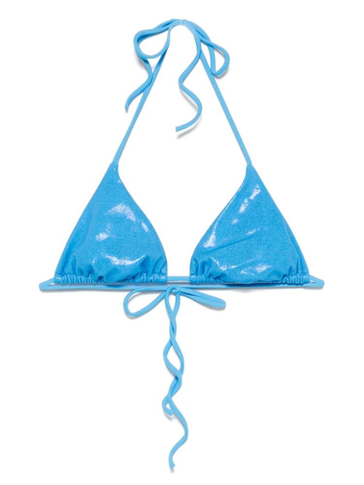 DSQUARED2 metallic-sheen triangle bikini top - Blue Cover