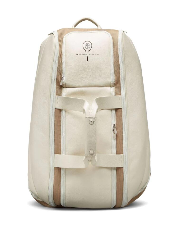 Brunello Cucinelli zipped leather backpack - White Cover