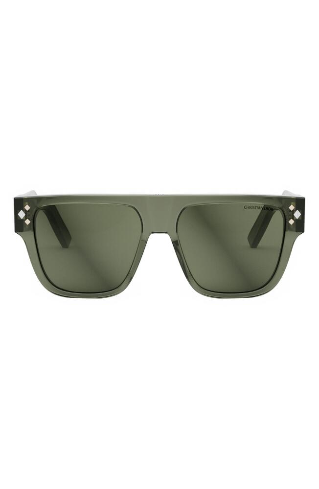 DIOR CD Diamond S6I 55mm Square Sunglasses in Shiny Dark Green /Green Cover