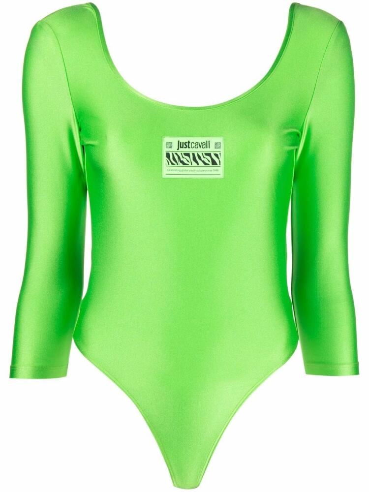 Just Cavalli logo print scoop neck body suit - Green Cover