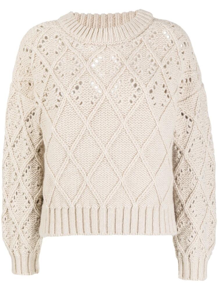 Pringle of Scotland diamond-pattern wool jumper - Neutrals Cover