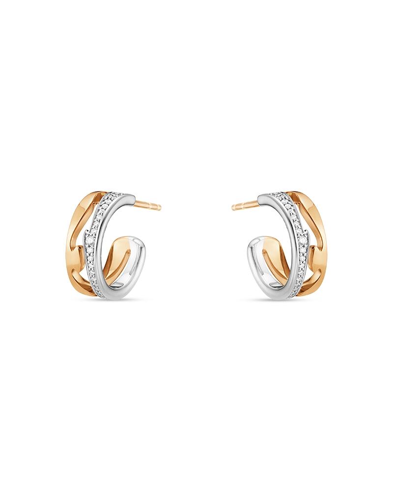 Georg Jensen 18K White & Rose Gold Fusion Diamond Small Hoop Earrings Cover