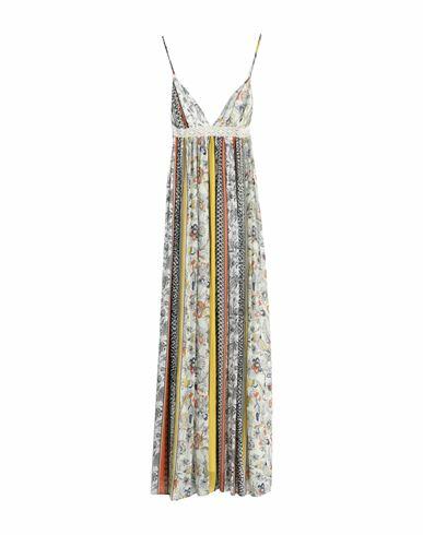 Ermanno Firenze Woman Maxi dress Ivory Viscose, Cotton Cover