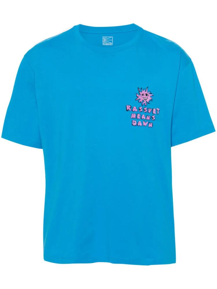 RASSVET logo-flocked cotton T-shirt - Blue Cover