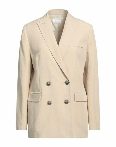 Rebel Queen Woman Blazer Beige Viscose, Linen Cover