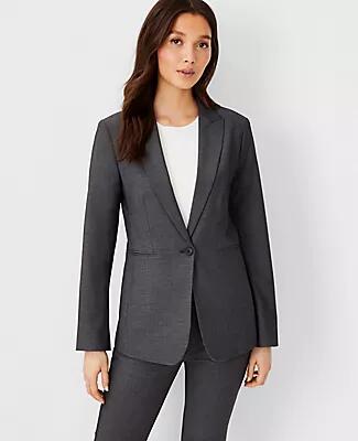 Ann Taylor The Petite Long One-Button Blazer in Bi-Stretch Cover