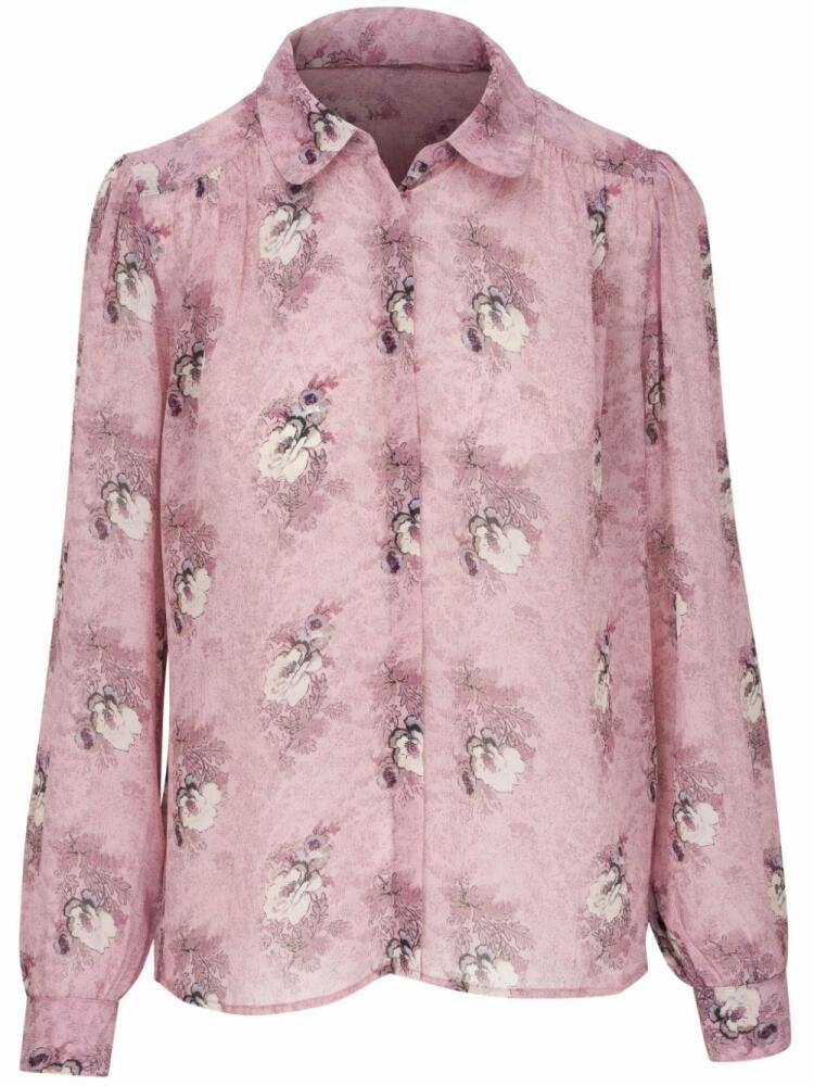 PAIGE floral-print semi-sheer silk shirt - Pink Cover