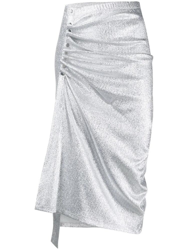 Rabanne ruched metallic midi skirt - Silver Cover