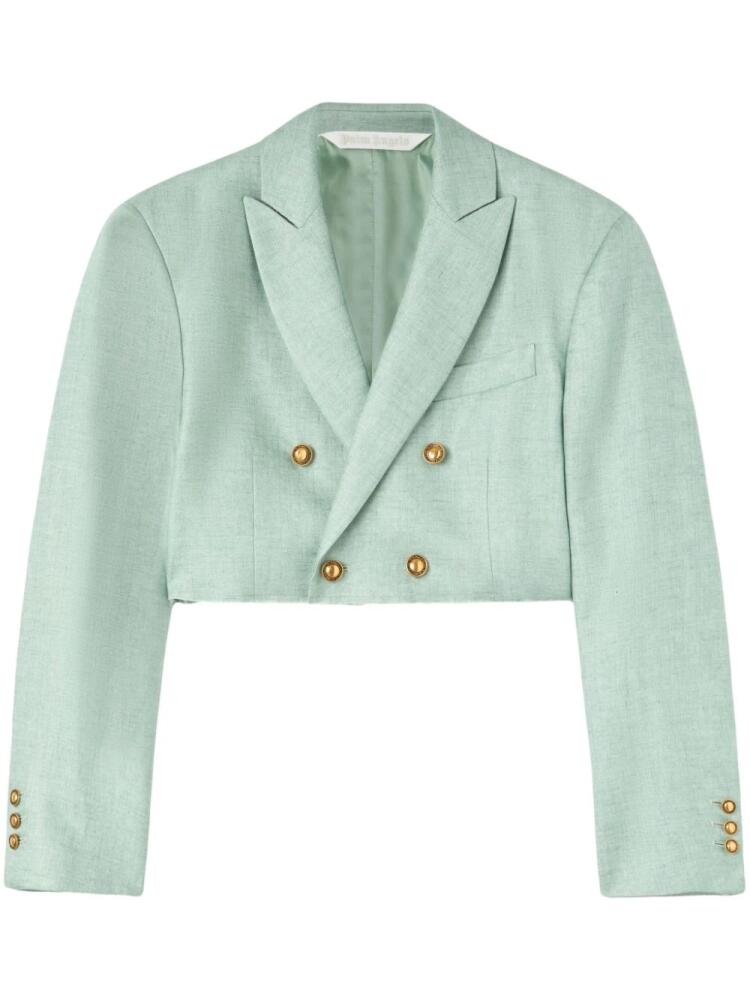 Palm Angels linen cropped blazer - Green Cover