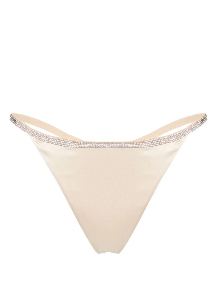 Nuè Slip Rosie rhinestoned satin thong - Neutrals Cover