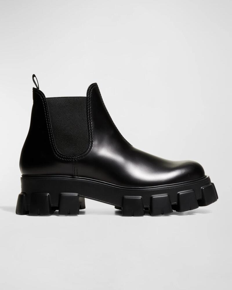 Prada Men's Monolith Brushed Leather Chelsea Boots Cover