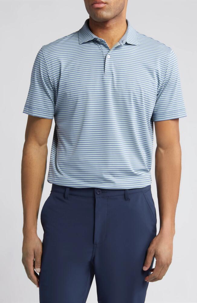 Peter Millar Sawyer Stripe Performance Golf Polo in Blue Pearl Cover