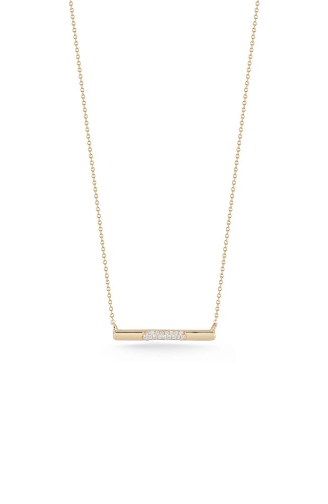 Dana Rebecca Designs Micro Dome Pavé Diamond Bar Necklace in Yellow Gold Cover