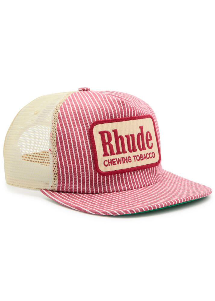 Rhude Logo Striped Canvas Trucker cap - Red Cover