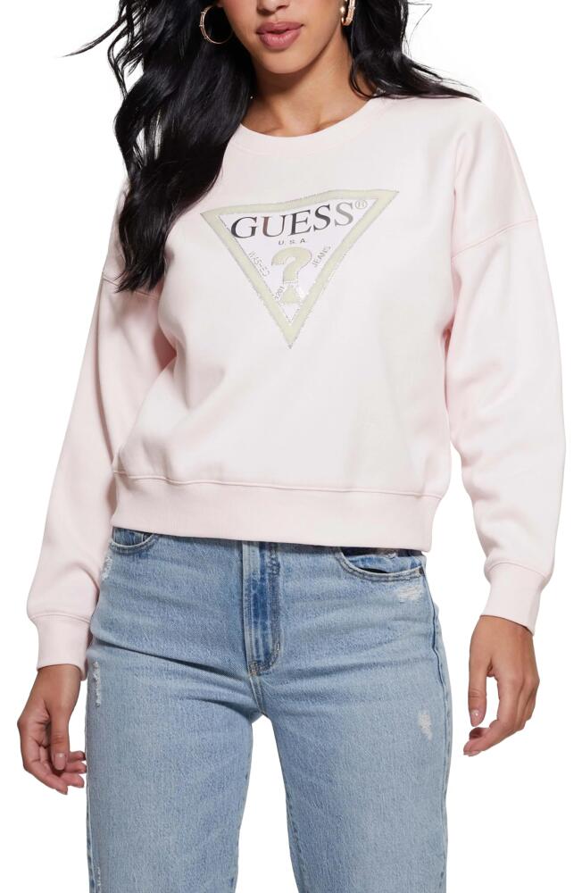 GUESS Embellished Logo Sweatshirt in Pink Cover