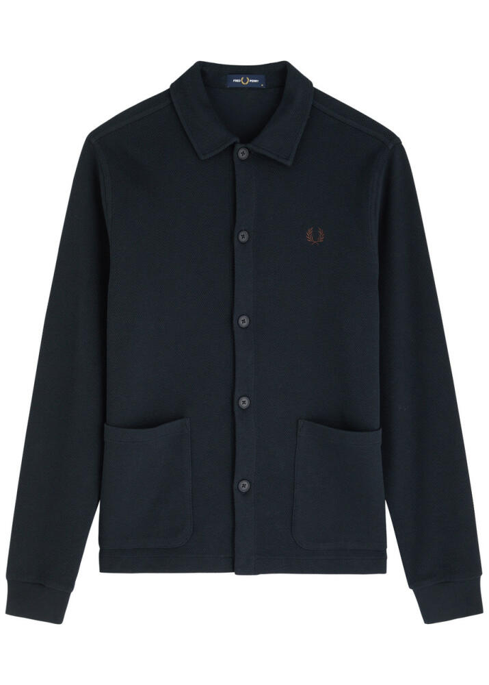 Fred Perry Logo-embroidered Cotton Overshirt - Navy Cover