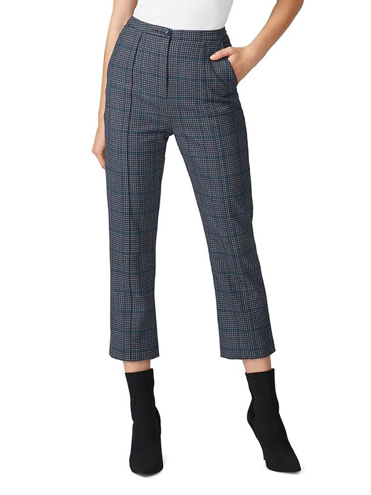 SIMKHAI Women's Glen Plaid Wool Blend Pants - Blue Cover