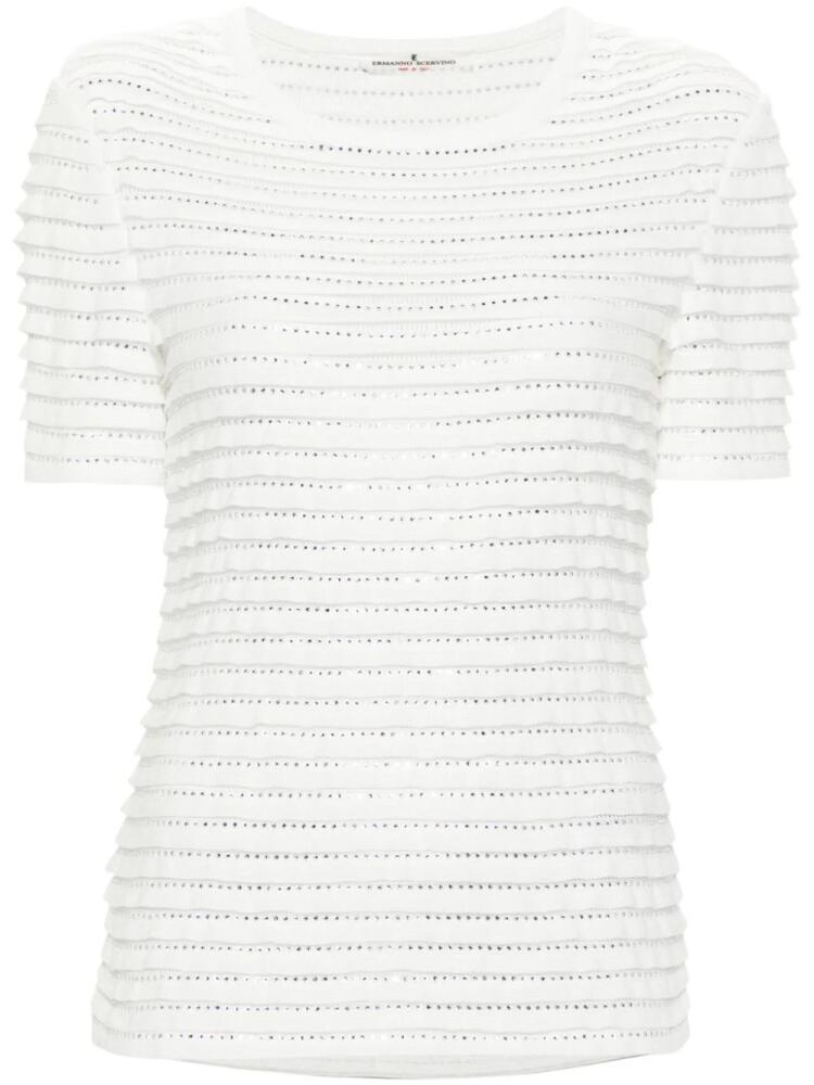 Ermanno Scervino crystal-embellished ribbed blouse - White Cover