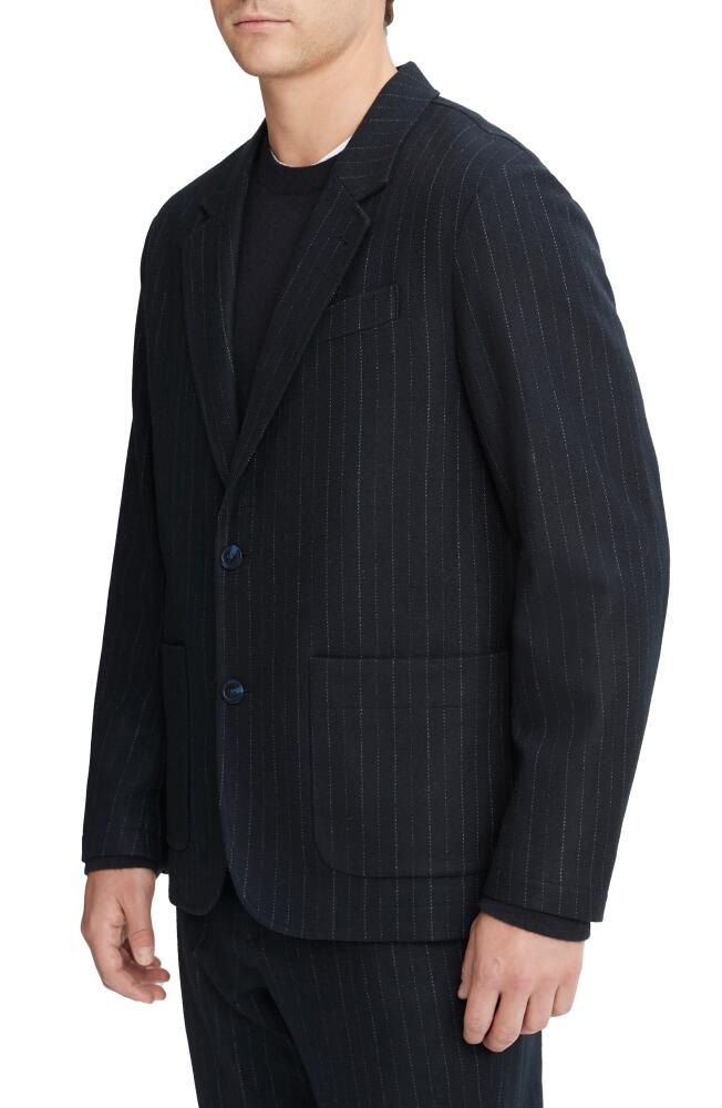 Vince Pinstripe Virgin Wool Blend Flannel Blazer in Coastal/Bone Cover