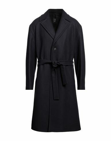 Hevò Man Coat Midnight blue Pure virgin wool IWS, Polyamide Cover