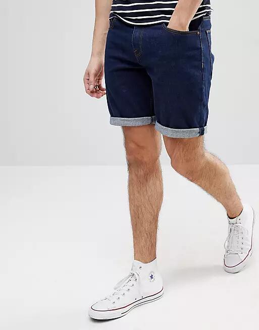 ASOS Denim Shorts In Slim Indigo-Blue Cover