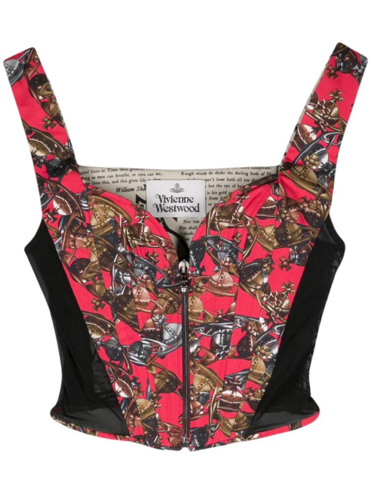 Vivienne Westwood Crazy Orb-print corset top - Red Cover