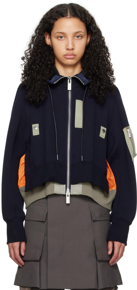 sacai Blue Zip-Up Hoodie Cover