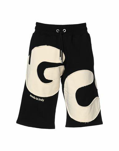 Gcds Andy Logo Oversized Sweatshorts Man Shorts & Bermuda Shorts Black Cotton Cover