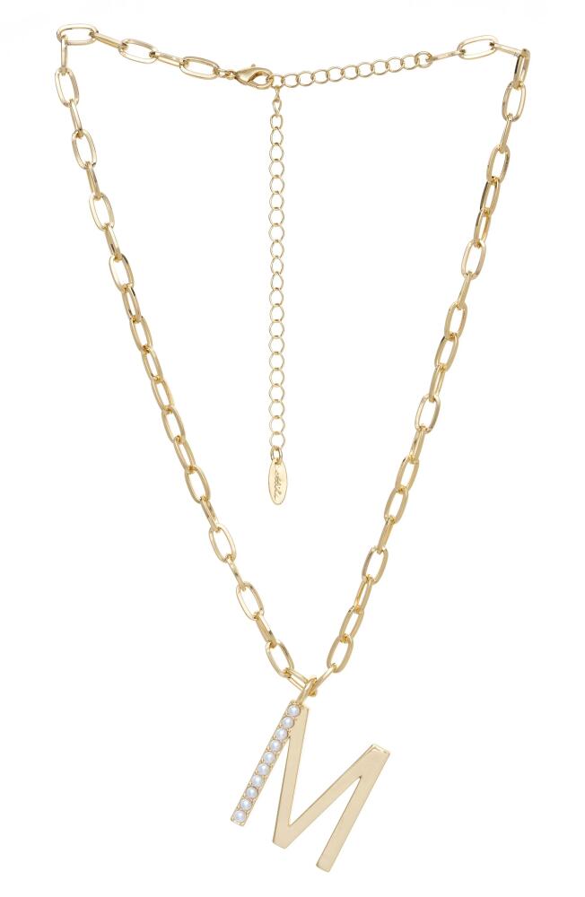 Ettika Imitation Pearl Initial Pendant Necklace in Gold- M Cover