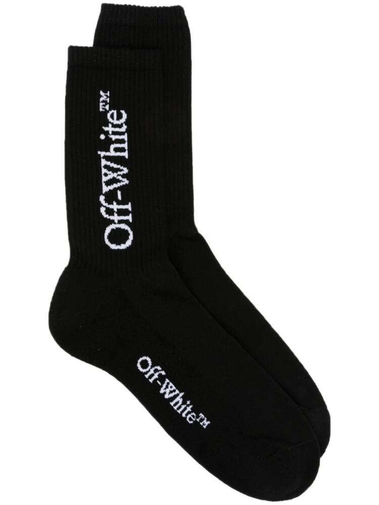 Off-White Bookish logo-intarsia socks - Black Cover