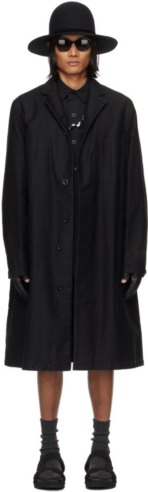 sacai Black Loose Thread Coat Cover