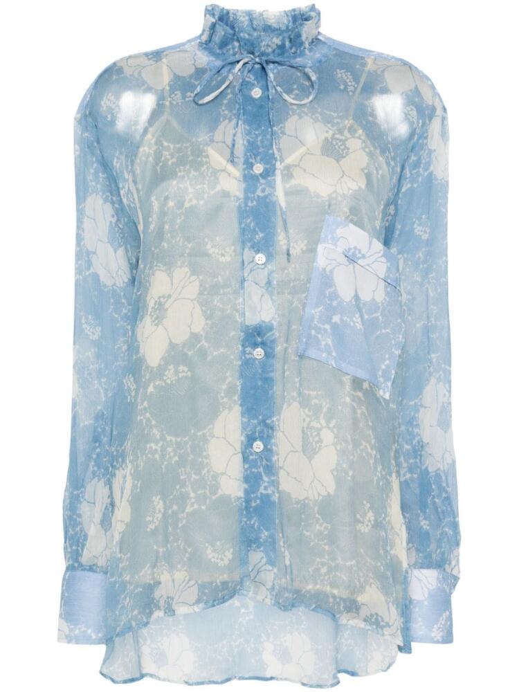 Plan C floral silk shirt - Blue Cover