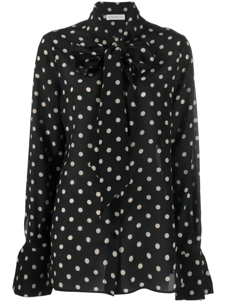 Nina Ricci polka-dot silk blouse - Black Cover