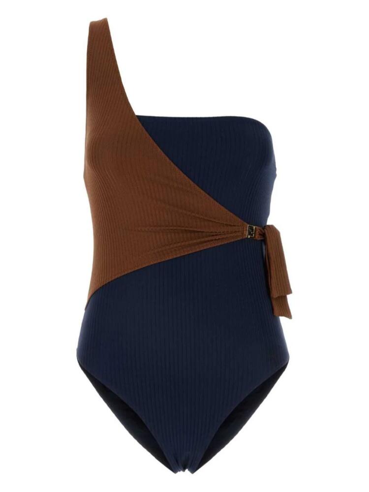 FENDI one-shoulder two-tone swimsuit - Blue Cover