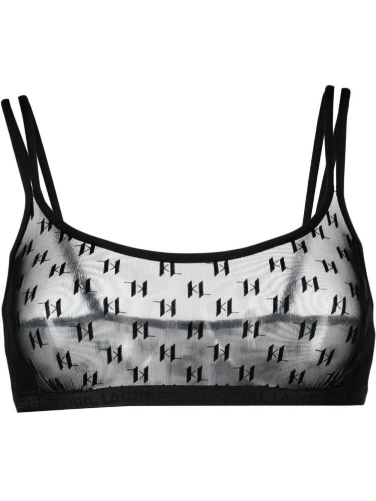 Karl Lagerfeld sheer monogram-pattern bralette - Black Cover