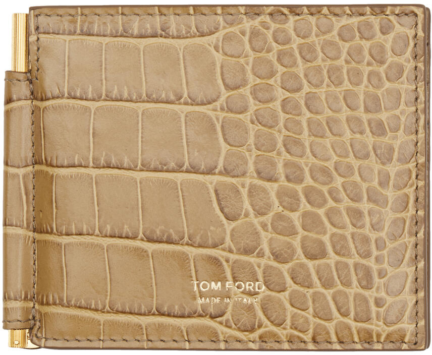 TOM FORD Beige Shiny Printed Wallet Cover