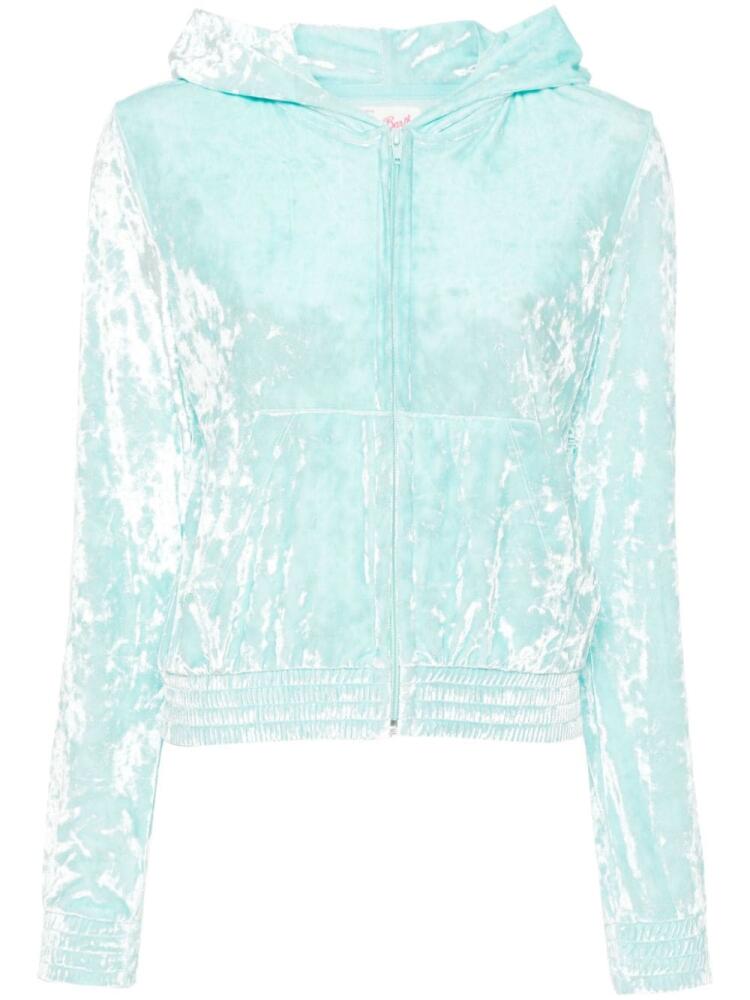 MC2 Saint Barth Jasmine crushed-velvet hoodie - Blue Cover