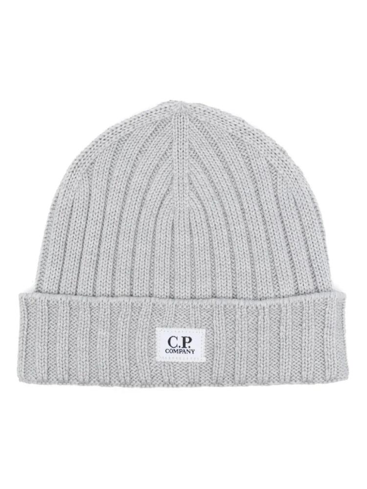 C.P. Company logo-patch beanie - Grey Cover