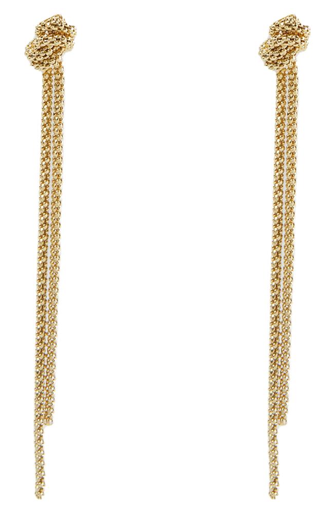 Argento Vivo Sterling Silver Knot Linear Earrings in Gold Cover