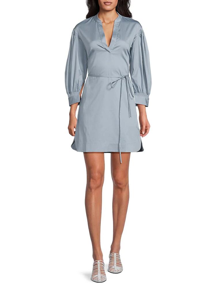 Rebecca Taylor Women's Belted Mini Shirtdress - Pale Blue Cover