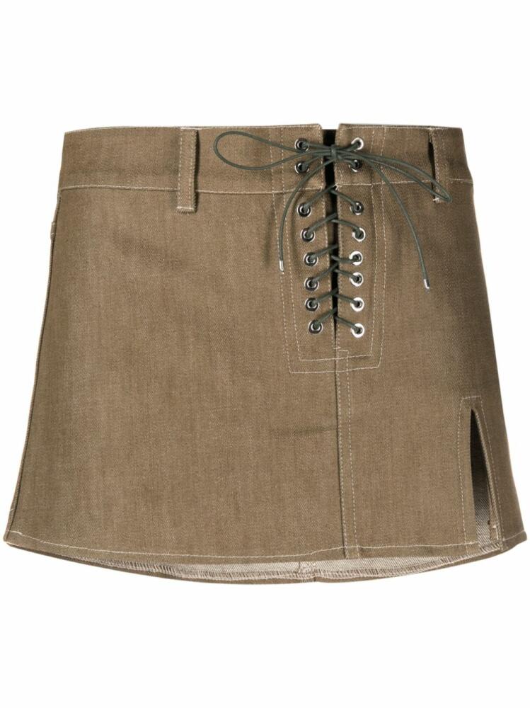 Ludovic de Saint Sernin lace-up cotton miniskirt - Green Cover