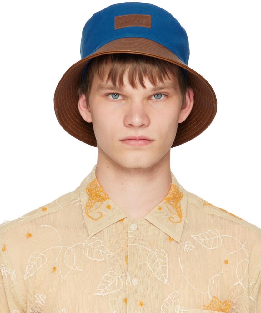 Bode Blue Quilted Brim Bucket Hat Cover