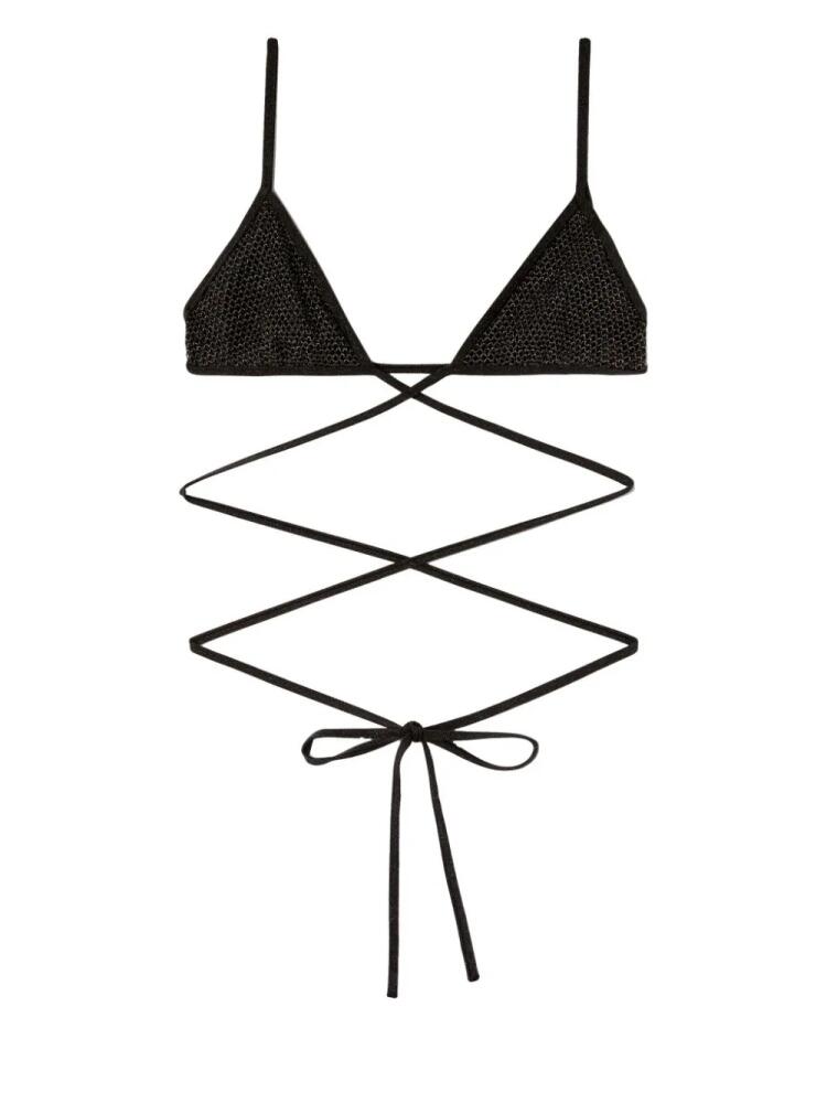 Palm Angels lurex criss-cross bikini top - Black Cover