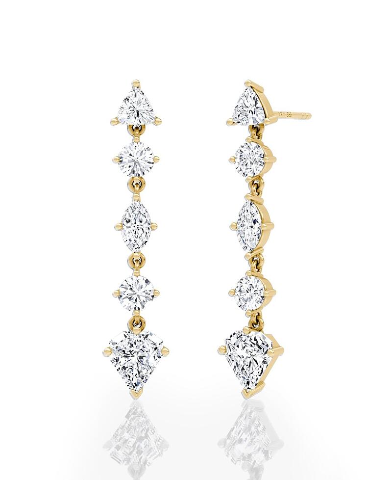 Vrai Mixed Shape Pave Dangle Earrings with Shield Drop in 14K Gold, 3.0ctw Lab Grown Diamonds Cover