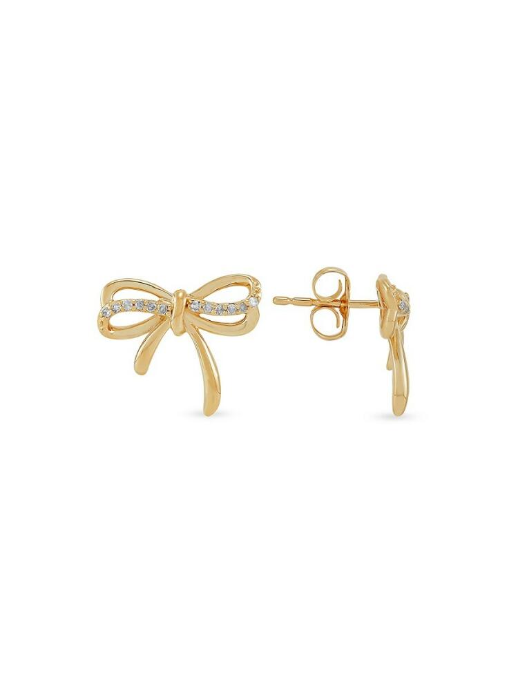 Saks Fifth Avenue Women's 14K Yellow Gold & 0.08 TCW Diamond Bow Knot Stud Earrings Cover