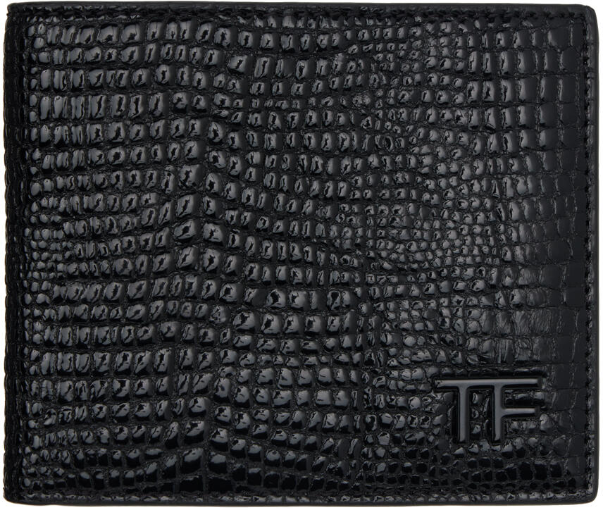 TOM FORD Black Printed Leather T Line Classic Wallet Cover