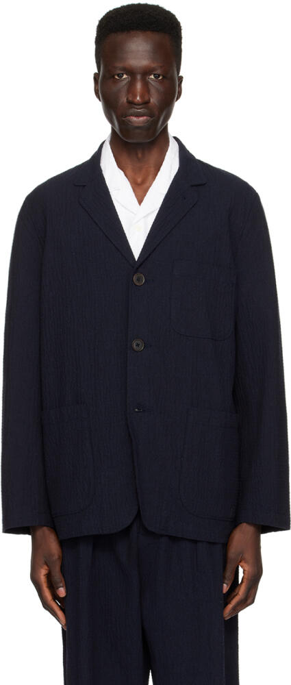 Universal Works Navy Three-Button Blazer Cover