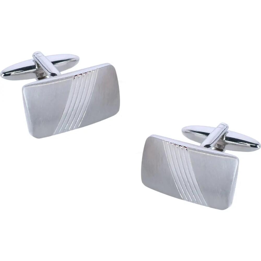 Trafalgar Diagonal Detailed Rhodium Cufflinks in Silver Cover