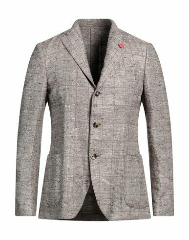 Lardini Man Blazer Dove grey Viscose, Linen, Silk Cover