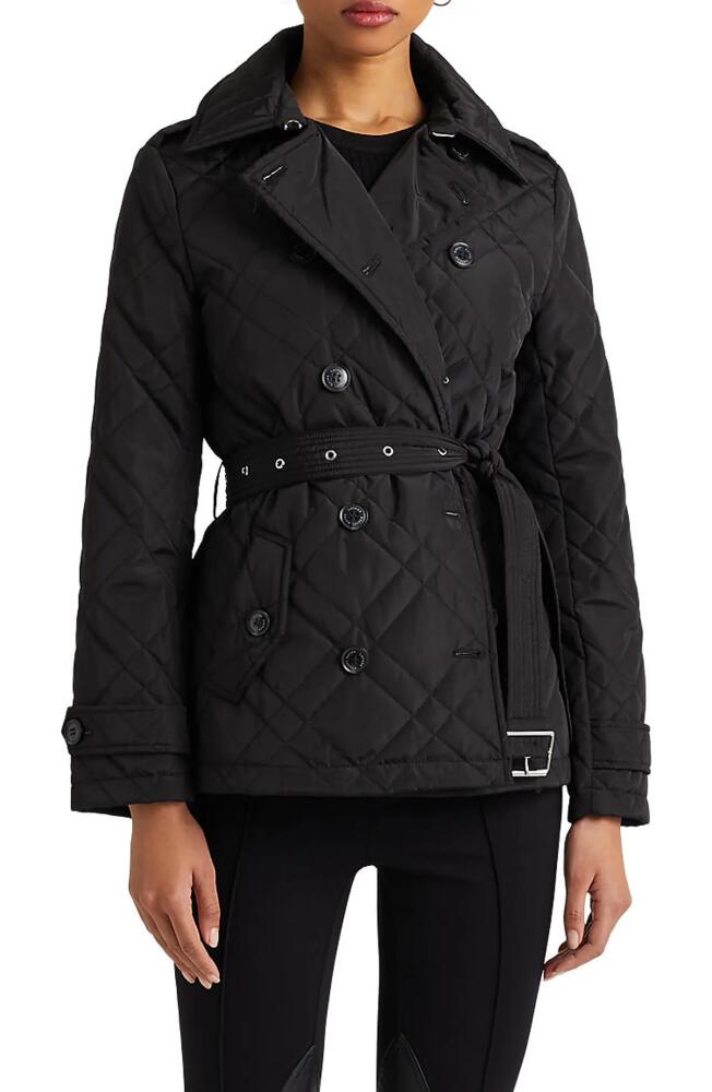 Lauren Ralph Lauren Belted Double Breasted Water Repellent Quilted Jacket in Black Cover